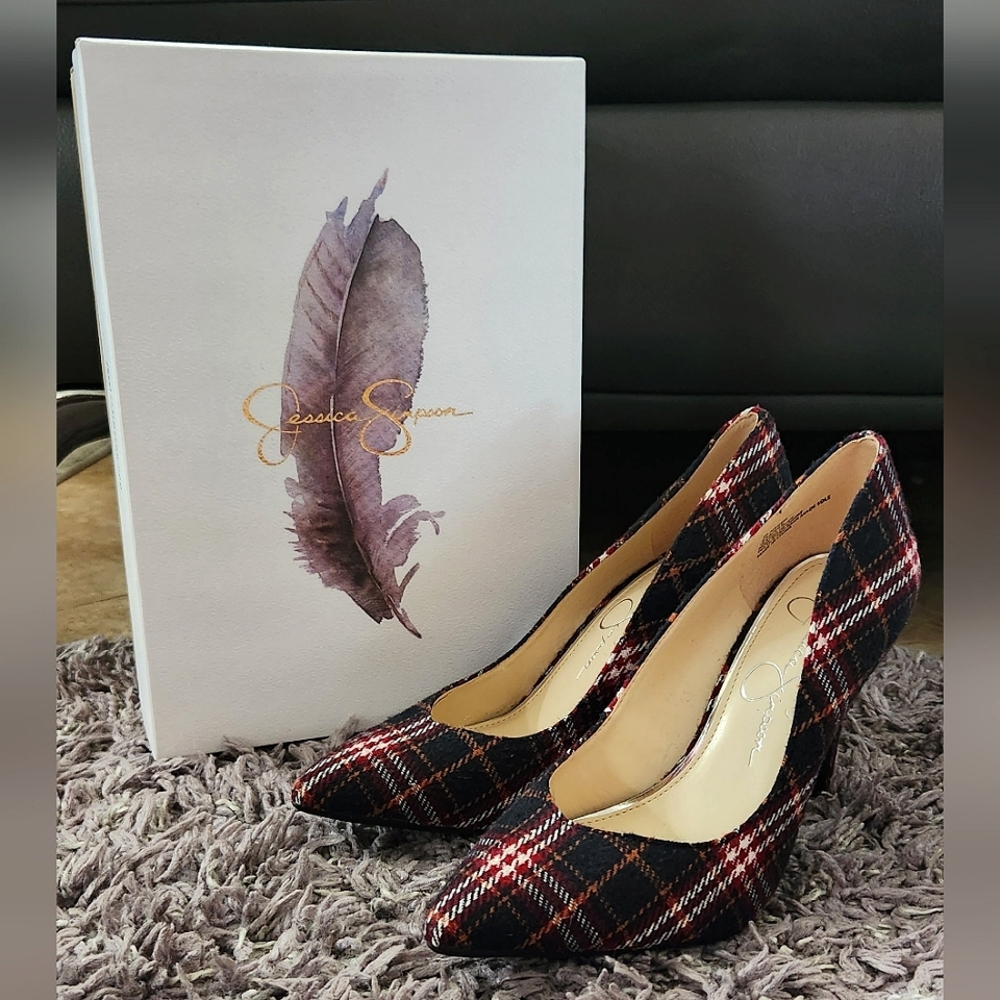 Jessica Simpson Plaid Maxwell Haneh Heels